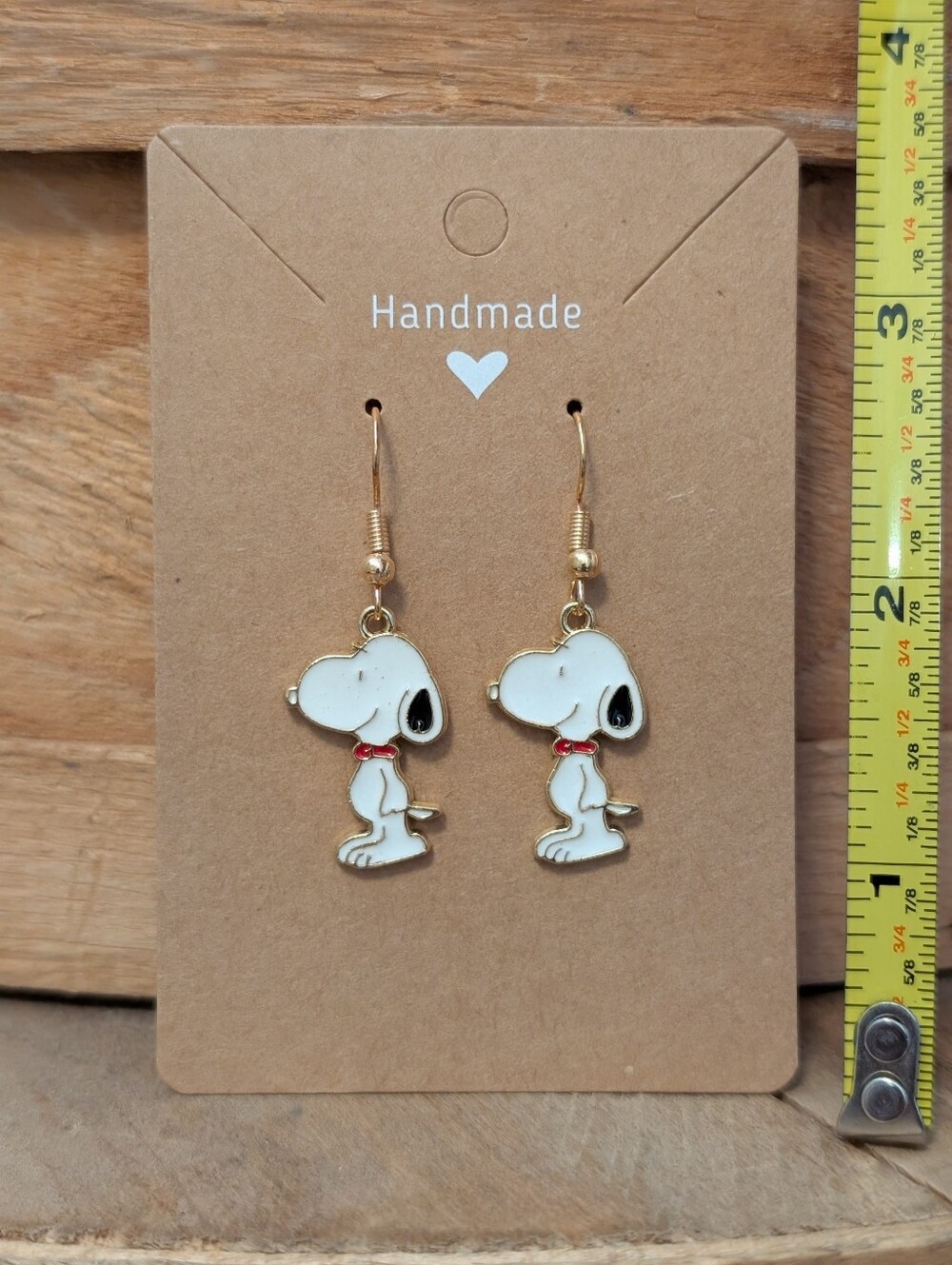 Peanuts Snoopy Enamel Metal Earrings NEW